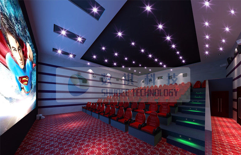 China 52 Seats 6D Cinema Equipment With 2 Person / Seat Red Motion Chairs For Technology Museum factory