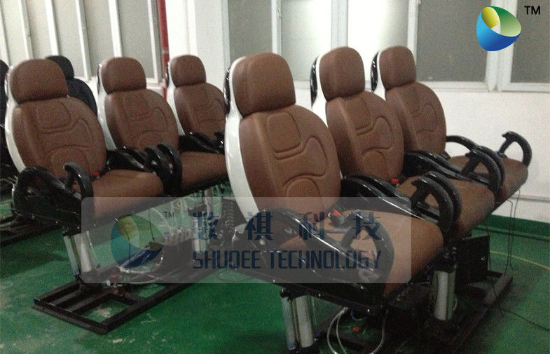 China Pneumatic Brown Color Motion Theater Chair , Leather Fiber Glass factory