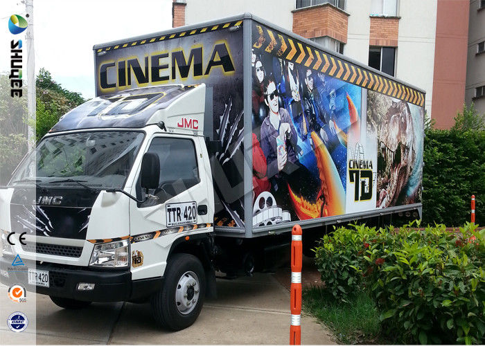 China Popular Truck Mobile 7D Cinema System With 9 Black Leather Pneumstic Seats factory