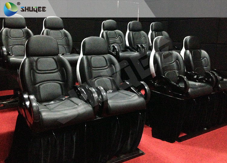 Black 7D Movie Cinema For Shooting Game , Flat Screen 7D Movie Theater