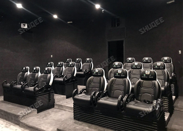 China Aesthetic Genuine Leather Mobile 5D Cinema Three Seats In A Set For Amusement Park factory