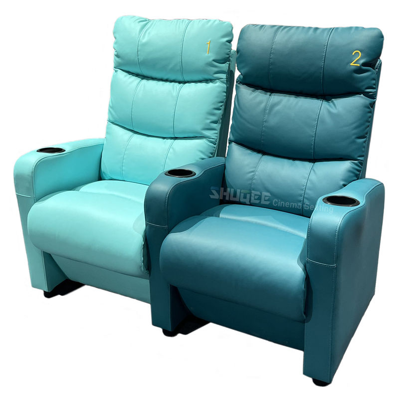 China 3D Colorful Movie Theater Seating VIP Leather Cinema Sofa With Cup Holder factory