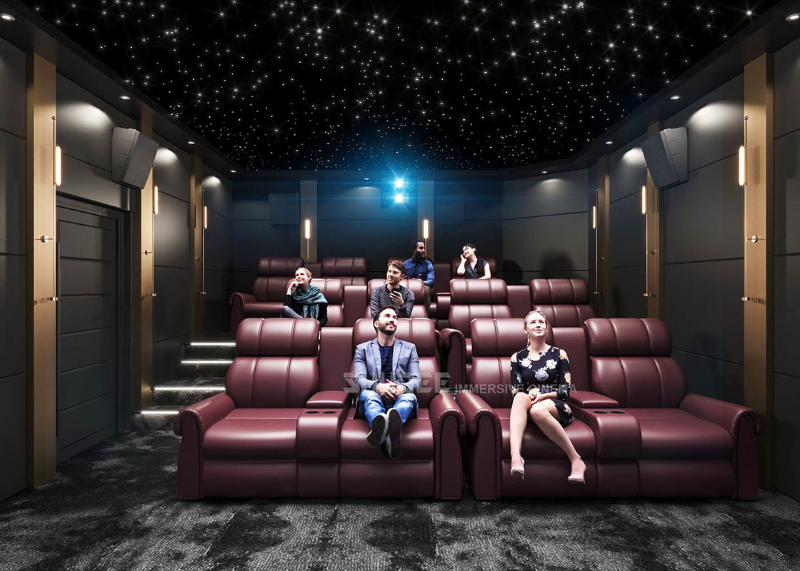 Red Electric  Leather Cinema Sofa  For Home  Cinema System With Screen / Speaker/ Projector 0