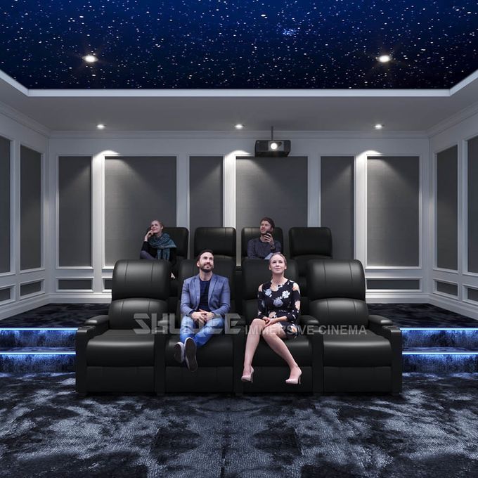 ISO9001 Home Theater Equipment Supply VIP Leather Cinema Sofa With Cup Holder 2